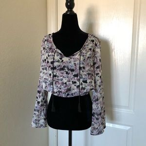 Printed Peasant Top